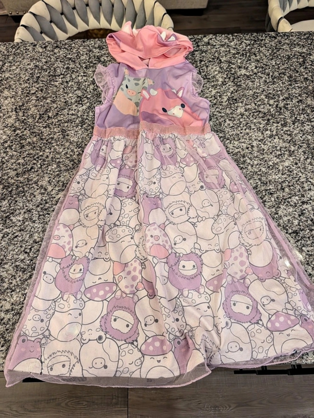 Squishmallow Girls Size 8 Pink & Purple Character Print Dress
